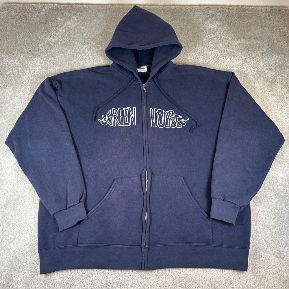 Vintage GreenHouse Boardshop Zip Up Hoodie Mens XL‎ Navy Sweatshirt Skateboard